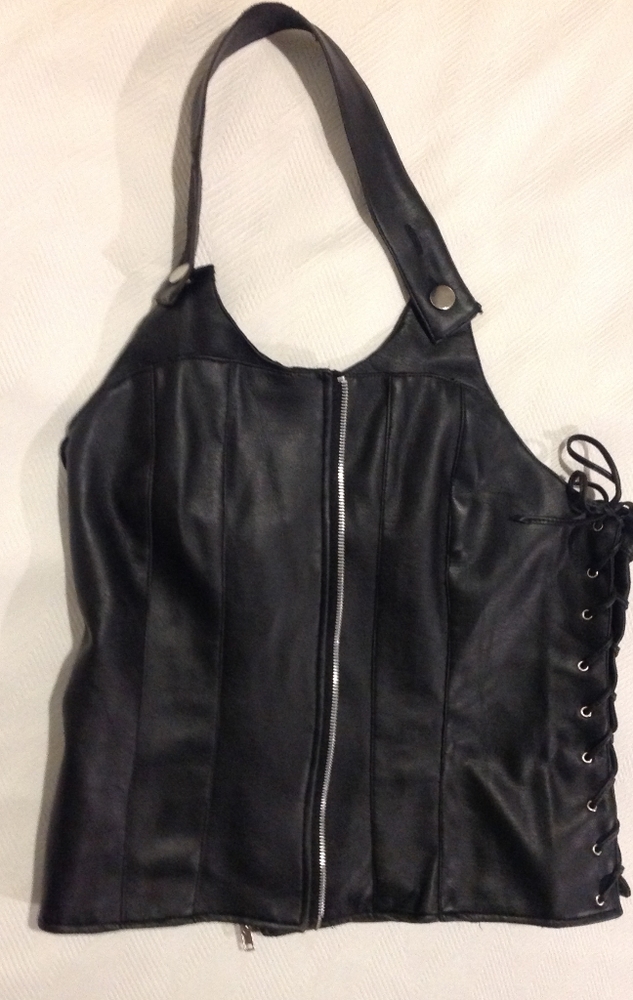 Black Fake Leather Halter Top